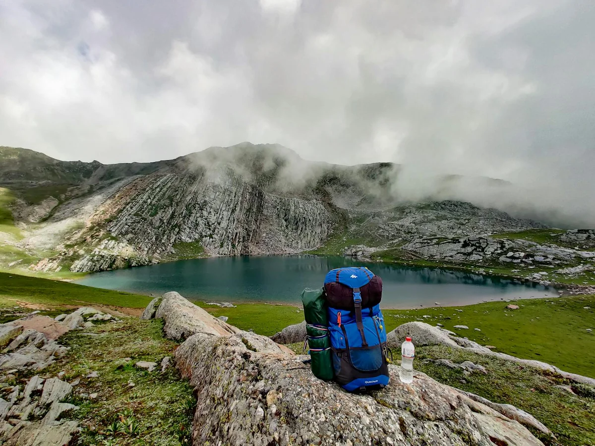 Mountain landscape with lake in the background