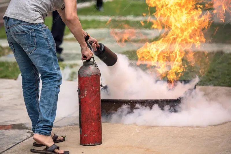 Simulacro de evacuação e treino de emergência num edifício