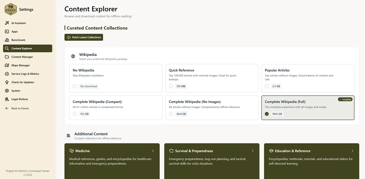 Project NOMAD offline content explorer