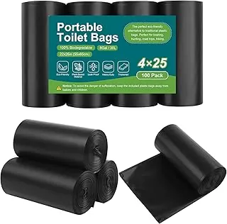 100 bolsas de inodoro portátiles, con cordón biodegradable, bolsas de basura de 8 galones para cubeta de 5 a 8 galones, inodoro, adultos, al aire libre, camping, auto