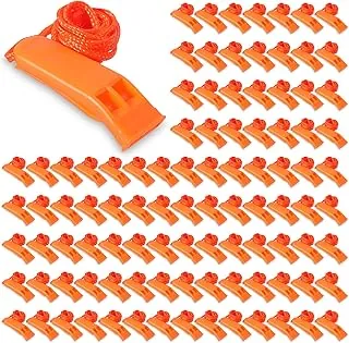 100 silbatos de emergencia con cordón, silbatos de supervivencia de seguridad, explosión fuerte para seguridad, camping, senderismo, canotaje, caza, supervivencia, rescate y señalización