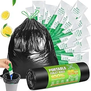 25 bolsas de inodoro portátiles con 20 geles de poo absorbentes, bolsas de inodoro compostables a prueba de fugas de 8 galones, bolsas de basura biodegradables para exteriores, viajes y uso de emergencia