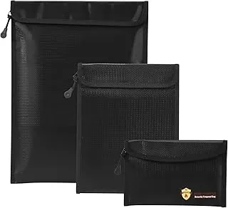 3 bolsas de documentos impermeables e ignífugas (2000 ℉), resistente al fuego y al agua, bolsa organizadora de almacenamiento con cremallera segura para soporte de documentos A4 A5, efectivo