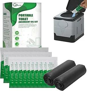30 unidades de gel absorbente de inodoro portátil con 20 bolsas de inodoro para camping, polvo de orina para senderismo, camping, gel de poo para inodoro portátil, polvo de caca de gel de