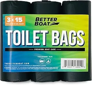 45 bolsas de inodoro portátiles, a base de plantas, de 8 galones para cubos de 5 galones, bolsas de basura humana para camping, barco, automóvil y viajes, se adapta a asientos de cubo, uso al aire libre