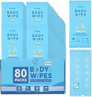 80 toallitas corporales envueltas individualmente (9.29" x 8"), toallitas de ducha grandes para adultos sin necesidad de enjuague, limpieza personal portátil para gimnasio, campamento, senderismo