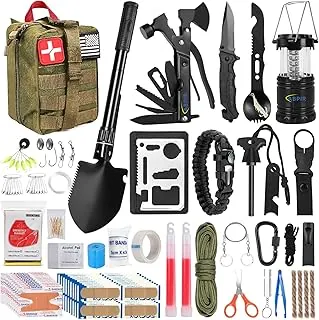 ABPIR Kits de Supervivencia, Kit de Primeros Auxilios/Kit de Trauma de 170 Piezas con Equipo de Supervivencia Esencial, Suministros Médicos de Emergencia para Senderismo, Camping, Mochilero, Aventura