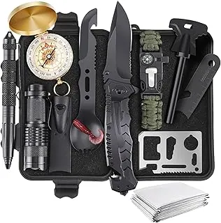 ABPIR Regalos para kits de supervivencia de Navidad para hombres, papá, marido, él, equipo de supervivencia 13 en 1, herramientas tácticas para camping, senderismo, caza, aventura al aire libre, idea de cumpleaños