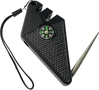 Afilador de cuchillos de bolsillo, afilador de cuchillos de caza premium, herramienta de supervivencia al aire libre 6 en 1, diseñado para afilar anzuelos, esencial para campistas y pescadores