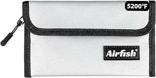 Airfish Bolsa de dinero ignífuga, cartera ignífuga de 5 x 8 pulgadas, bolsa de dinero impermeable con cremallera, pequeña bolsa de efectivo ignífuga para objetos de valor
