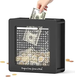 Alcancía de madera para niños y adultos, caja de ahorro de dinero con 10000 cajas de ahorro con calcomanías de rastreador, caja de tarjetas de regalo personalizada para cumpleaños, baby shower, boda