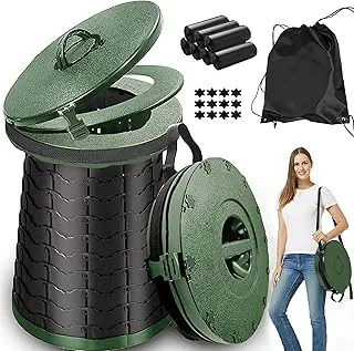 ALEVMOOM Inodoro portátil XXL para campamento, capacidad de 880 libras, inodoro ajustable de 19.7 pulgadas de alto para exteriores con 7 bolsas de basura, orinal Porta para adultos, inodoro plegable