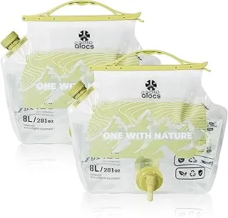 Alocs Paquete de 2 recipientes de agua plegables de 2.1 galones, bolsa de almacenamiento de agua de emergencia con doble grifo, jarra de agua plegable sin BPA para campamento, senderismo, supervivencia, suministros de huracanes