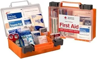 American Red Cross Producto con licencia oficial, kit de primeros auxilios para 25 personas, 118 piezas de suministros médicos de emergencia para limpiar y tratar lesiones menores, caja rígida para el hogar, negocios, lugar de trabajo, automóvil