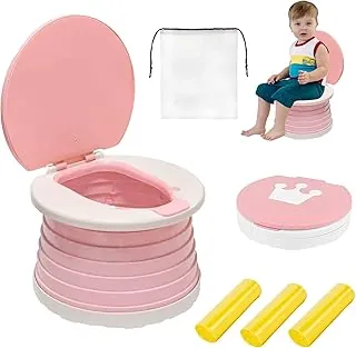 Asiento portátil y plegable para niños pequeños, asiento de inodoro de entrenamiento de emergencia para automóvil, campamento, al aire libre, interior (rosa, pequeño)