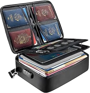 BALEINE Caja de Documentos Ignífuga con Cerradura, Bolsa de Documentos Ignífuga Portátil Impermeable Cajas de Archivos Ignífugas para Documentos, Caja Organizadora de Archivos para Papeleo Importante