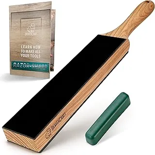 BeaverCraft Strop de cuero para afilar cuchillos - Strop de cuchillo de doble cara con kit de compuesto para stropping - Bloque de strop para afilar de 14" para herramientas de tallado de madera, kit