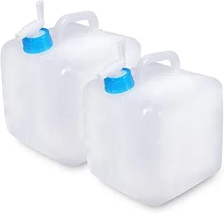 BEWBBAT Paquete de 2 recipientes de agua plegables de 5.3 galones con espiga, contenedor de agua plegable portátil, tanque de almacenamiento de agua para campamento, deportes al aire libre, camping, senderismo, emergencia