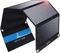BigBlue Cargador de panel solar de 28W con USB-C dual y USB-A, cargador solar portátil para teléfono para acampar, hacer senderismo, hacer mochila, cargador solar de emergencia para iPhone, iPad