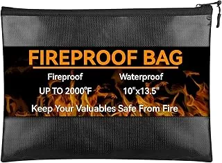 Bolsa de documentos ignífuga (10 x 13.5 pulgadas), soporte impermeable con cremallera para pasaporte, papeles importantes, efectivo, dinero y objetos de valor, organizador de almacenamiento seguro