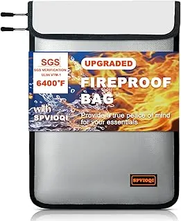 Bolsa de documentos ignífuga de 6400 °F, bolsa de dinero ignífuga mejorada para dinero en efectivo con cremallera/tira reflectante, bolsa doble, 18 capas de materiales con aislamiento térmico, sobre