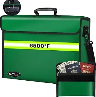 Bolsa de documentos ignífuga de 6500 °F con cerradura, caja ignífuga con 10 capas de materiales de aislamiento y cremallera impermeable, cartera extraíble, tira reflectante para efectivo, documentos
