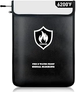 Bolsa de documentos ignífuga mejorada de 6200 °F, bolsa Faraday de 15.7 x 11.4 pulgadas, bolsa de dinero ignífuga resistente al agua con cremallera, 18 capas de materiales con aislamiento térmico