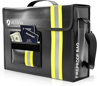Bolsa de documentos mejorada ignífuga e impermeable – Bloqueable de 17 x 12 x 5 pulgadas con protector de cartera – Reflectante para encontrar rápido por la noche – Protege documentos y objetos de valor del fuego y el agua – Diseñado para bomberos