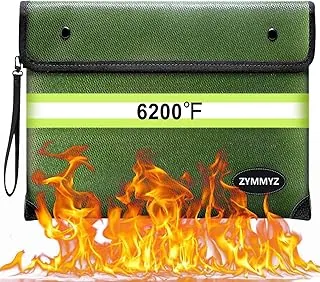 Bolsa ignífuga para documentos con aislamiento térmico de 6200 °F, bolsa de dinero a prueba de fuego sin picazón con cremallera resistente al agua, sobres de documentos a prueba de agua