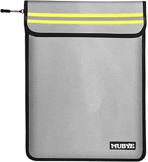 Bolsa impermeable ignífuga para documentos de dinero, bolsas con cremallera de 15 x 11 pulgadas con tira reflectante, bolsa organizadora de almacenamiento a prueba de fuego y agua para documentos importantes, archivo, efectivo, pasaporte, tableta (gris)