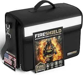 Bolsa para documentos ignífuga FIRESHIELD PRO 5200°F – Maletín portátil resistente al agua con correa para el hombro, organizador de tabletas y tarjetas – Almacenamiento de múltiples bolsillos para
