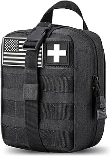Bolsa táctica Molle IFAK de primeros auxilios, bolsa médica táctica, kit de primeros auxilios, bolsa de cinturón médico vacía, para rescate rápido, pequeñas bolsas de trauma (Negro)