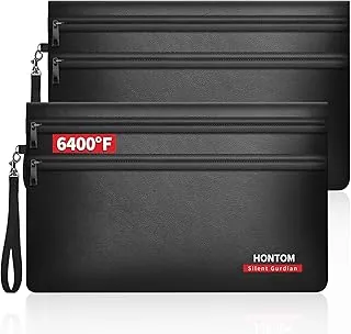 Bolsas de dinero ignífugas de 6400 ℉, paquete de 2 con cremallera doble, cartera de efectivo ignífuga de 11 x 7.5 pulgadas con 12 capas aisladas térmicamente, bolsa segura para incendios con objetos