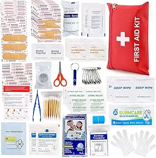 Botiquín de primeros auxilios para el hogar, el coche, viajes, 107 piezas, kits de emergencia para senderismo, acampar, pequeño kit de trauma para barco, vehículo, kit de primeros auxilios compacto y