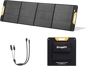 BougeRV Panel solar portátil de 200 W, cargador solar de fibra de vidrio, hasta un 25% de eficiencia de conversión, panel solar plegable tipo N, resistente al agua IP65 para camping, RV, furgoneta, barco, senderismo y uso fuera de la red