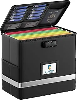Caja de archivos ignífuga con cerradura, organizador de almacenamiento de caja de documentos, adecuado para colgar carpetas de archivos en tamaño carta, caja de archivos plegable, tira