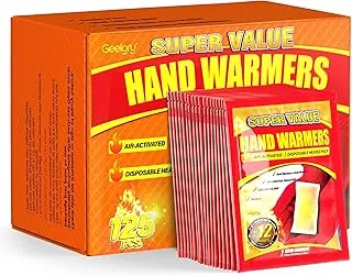 Calentadores de Manos Desechables 125 Piezas, de Larga Duración Hasta 12 Horas para Calentar el Cuerpo, Calentadores de Manos Portátiles Seguros para Manos y Pies, Calentador para Acampar, Pesca