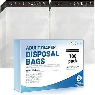 Calvana 100 bolsas desechables extra gruesas para adultos, bolsas de eliminación de sellado hermético, resistentes al desgarro, pañales para adultos, extra grandes, evita fugas, incontinencia, bolsas de eliminación (12 x 17 pulgadas)