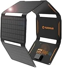Cargador de panel solar plegable FlexSolar de 40 W con salidas USB-C y USB-A para teléfonos, bancos de energía, tabletas - Impermeable para acampar, hacer senderismo, ir de mochilero