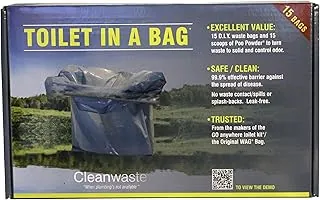 Cleanwaste baño en una bolsa – Kit HUM 15 unidades