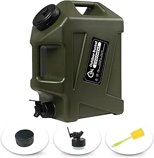 COOZMENT Contenedores de agua de 3.2 galones/5 galones con grifo, jarra de agua sin BPA, tanque de agua verde militar, contenedores de almacenamiento de agua multifuncionales para acampar al aire