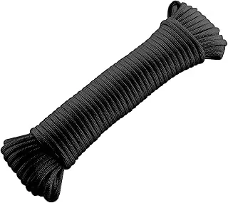 Cuerda de nailon Paracord 550 de 50 pies, cuerda de paracaídas de 7 hebras para manualidades, envolturas de mango, cuerda de campamento, 5/32 pulgadas, color negro