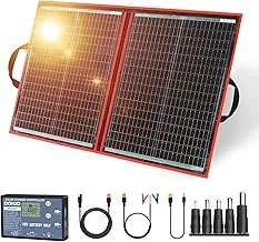 DOKIO - Kit de panel solar plegable portátil de 100 W, diseño compacto de 48 x 66 cm, 2.4 kg, con controlador independiente y USB, cargador monocristalino para baterías de 12 V, estaciones de energía