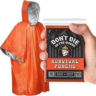 Don't Die In The Woods - Poncho de emergencia de lluvia y calor - Manta espacial Mylar portátil para senderismo, camping, primeros auxilios, supervivencia