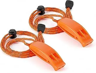 Emergency Survival Whistle with Reflective Lanyard, Loud Safety Signal for Outdoor Hiking Camping Kayaking Running Lifeguard Coach-2 Pack