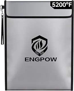 ENGPOW Bolsa de documentos ignífuga con cerradura (5200℉), bolsa de dinero ignífuga de 15 x 11 pulgadas con cremallera, organizador de almacenamiento seguro para archivos ignífugos, dinero en efectivo, documentos importantes legales A4 y más