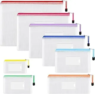 EOOUT 8 bolsas de malla con cremallera, 8 tamaños, bolsas impermeables con cremallera, 8 colores de plástico impermeable para almacenamiento de viajes, electrodomésticos de oficina