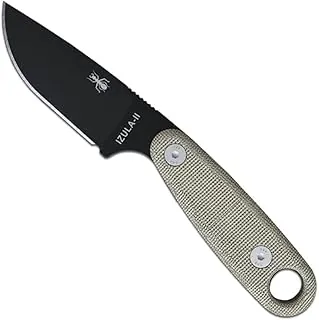 ESEE Cuchillos Izula-II de hoja fija, mango Micarta, funda moldeada, placa con clip (negro)