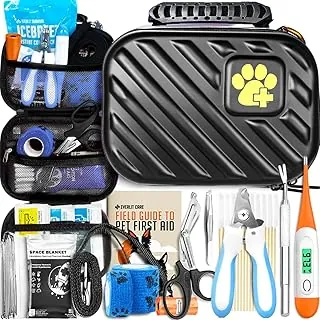 EVERLIT CARE Kit de primeros auxilios para mascotas | 95 piezas de suministros médicos, para exteriores y emergencias veterinarios aprobados, para perros, gatos, cuidado de animales | Bolsa compacta