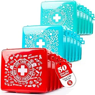EVERLIT Kit de Primeros Auxilios Mini de Bolsillo | Estuches Compactos y Portátiles de Carcasa Rígida con 50 Artículos | Cortes, Raspaduras, Elementos Esenciales para Cuidado de Heridas para Viajes